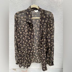 Brown Rose Silk Blouse